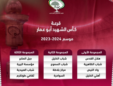 سحب قرعة كأس الشهيد أبو عمار موسم 2024/2023