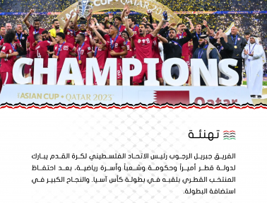 الرجوب يهنئ قطر بثاني ألقابها في كأس آسيا ونجاحها باستضافة البطولة