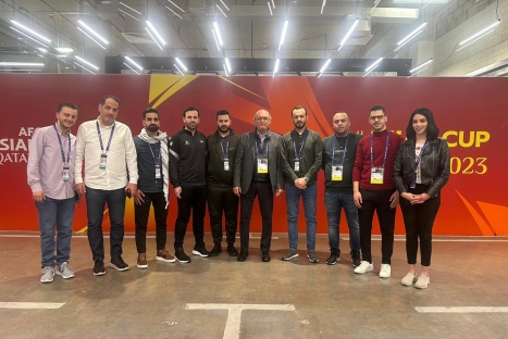 شرح له اعتداءات الاحتلال على&nbsp;الصحفيين&nbsp;الفلسطينيين..  الوفد الإعلامي المرافق للمنتخب يلتقي رئيس الاتحاد الدولي للصحافة الرياضية