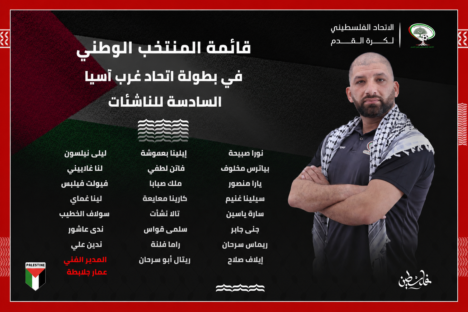 قائمة منتخب الناشئات في بطولة اتحاد غرب آسيا السادسة