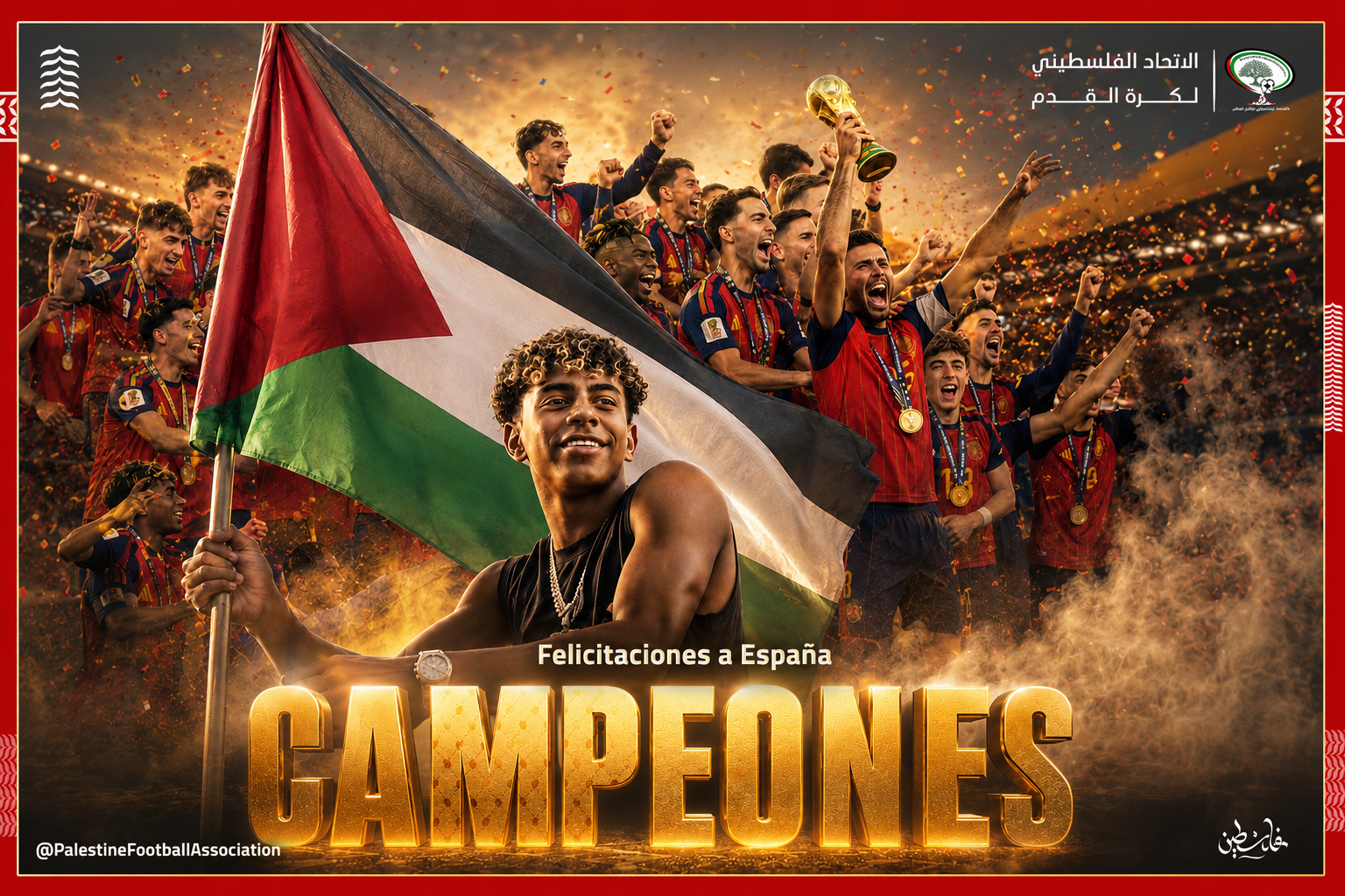 تهنئة للمنتخب الإسباني بعد تتويجه بلقب كأس العالم