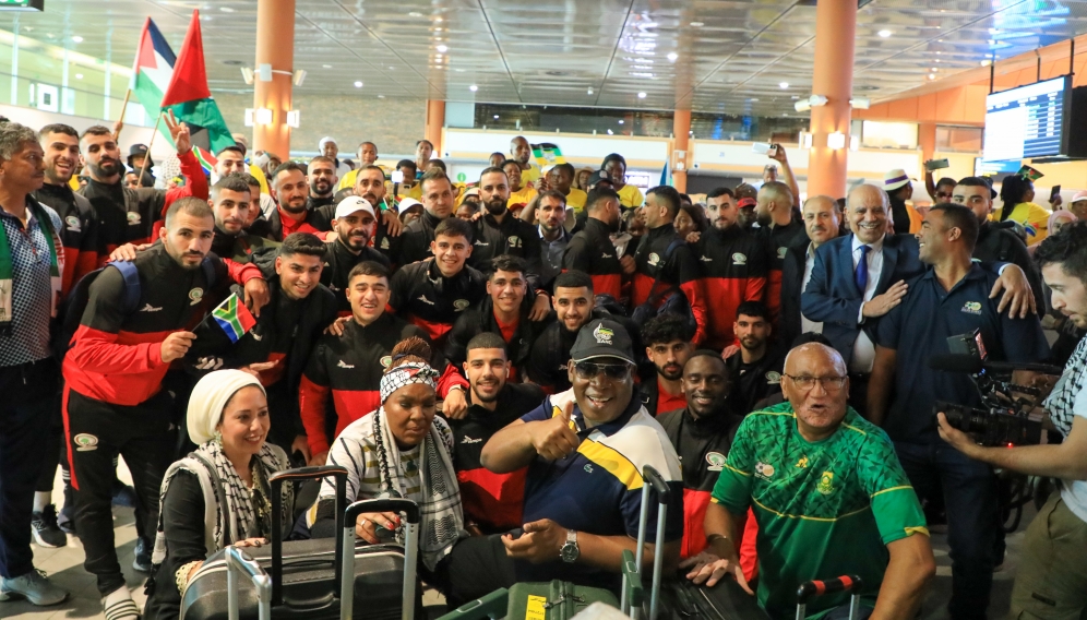 استقبال حافل للمنتخب الوطني في جنوب أفريقيا