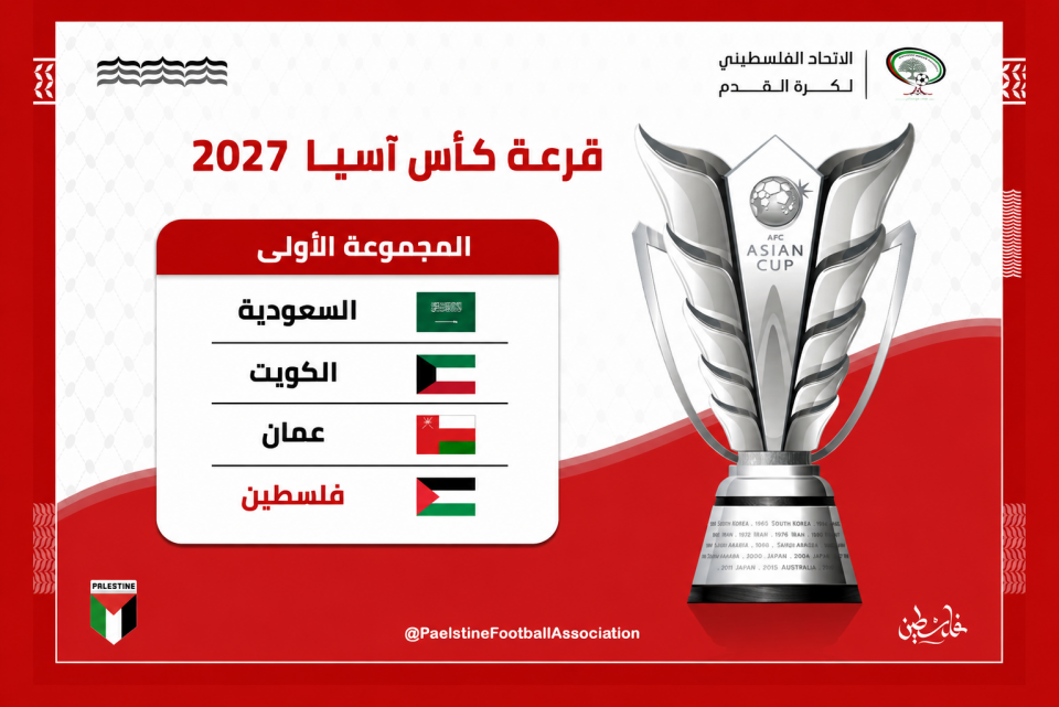 الفدائي في المجموعة الأولى لنهائيات كأس آسيا ويلعب مباراة الافتتاح 